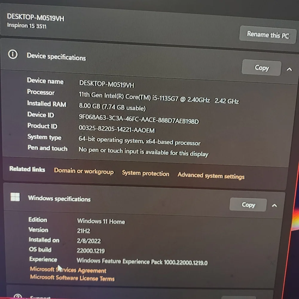 Laptop/pc Inspiron dell 15